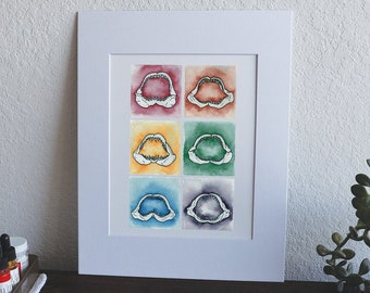 Tiburón arcoíris con mandíbulas - Impresión en acuarela de 20 x 25 cm