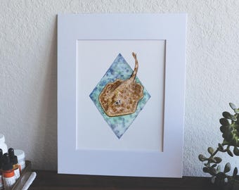 Rayo redondo amarillo - Impresión en acuarela de 5" x 7"