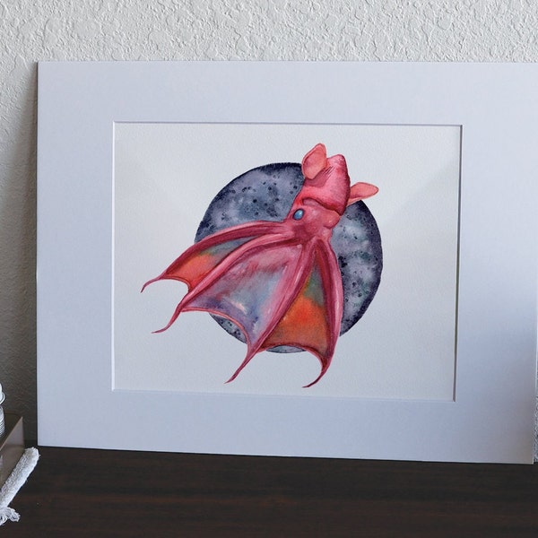 Deep Sea Vampire Squid  - 5" x 7" Watercolor Print