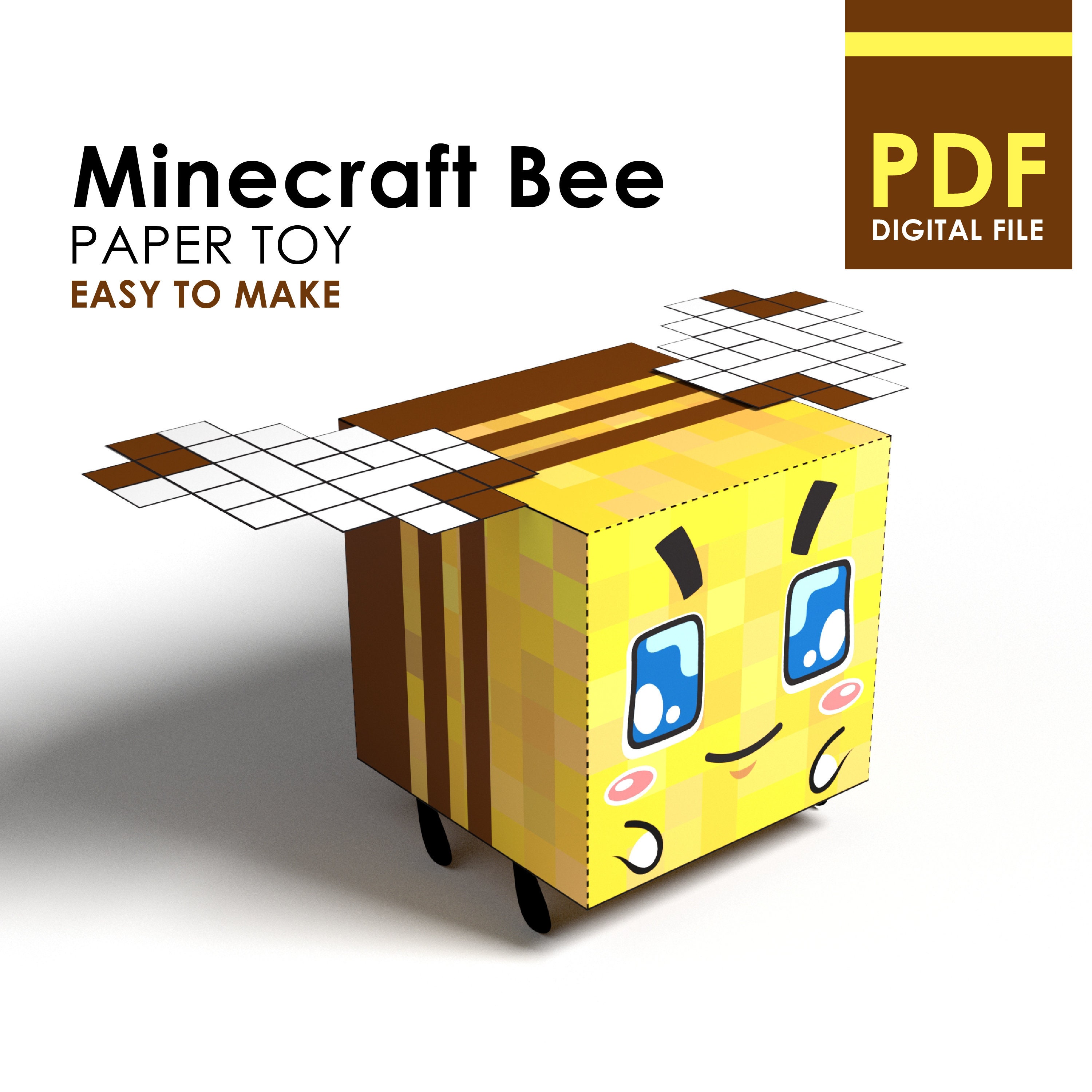 Minecraft bee DIY paper toy papercraft kit cut and glue | Etsy