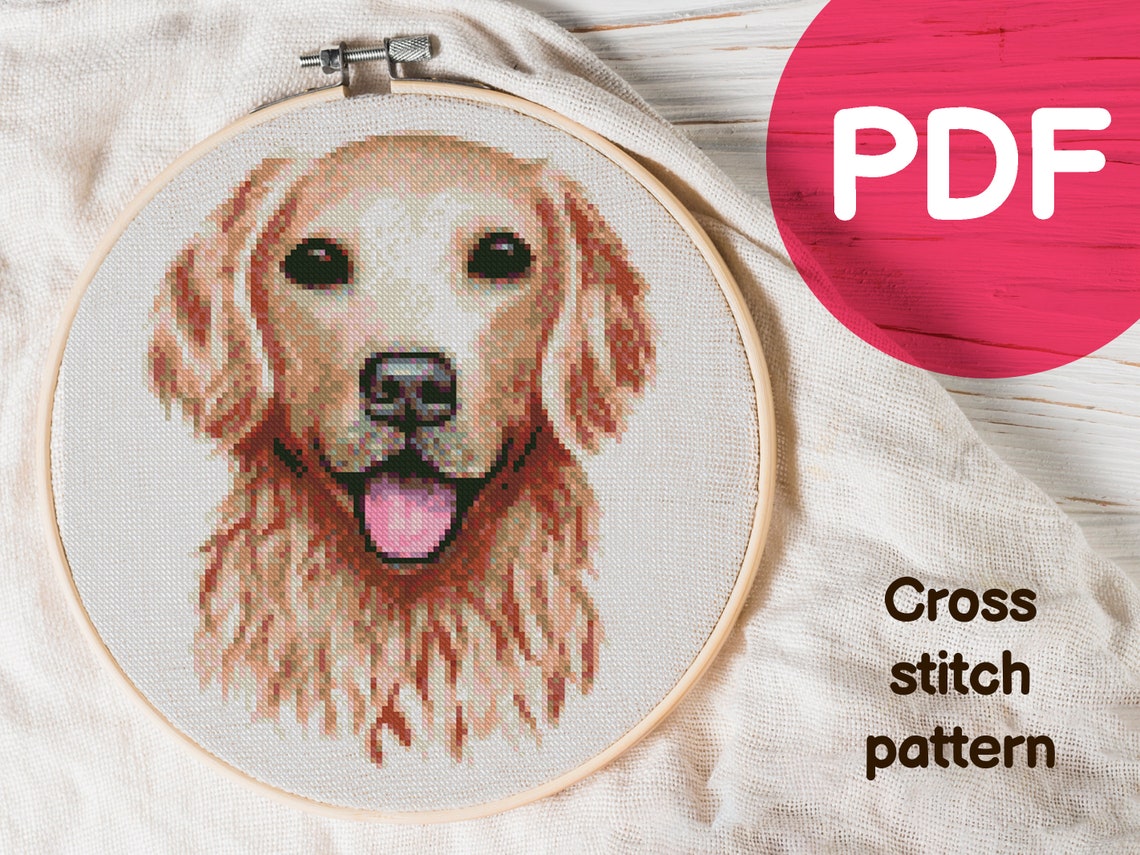 Golden retriever Cross Stitch Pattern Dog Cross Stitch PDF Etsy