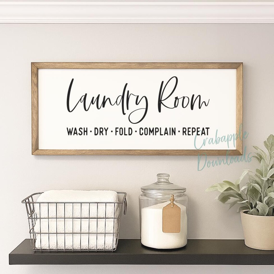 Funny Laundry Room Quote SVG: Wash Dry Fold Repeat, Sarcastic Wall Art ...