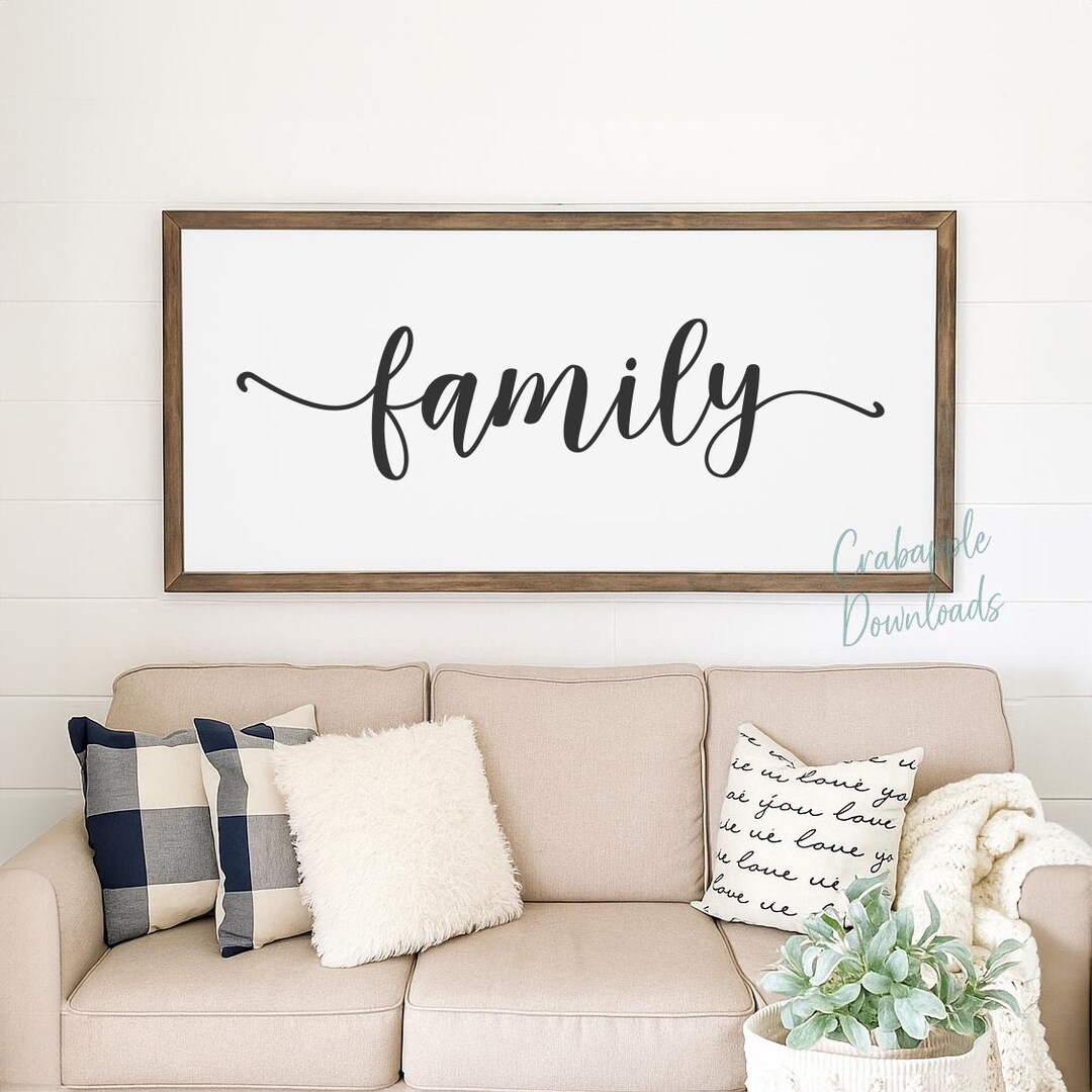 Family SVG Sign | Farmhouse Script Word Art for DIY Wood Signs & Cricut ...