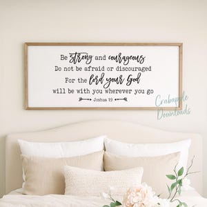 Be Strong and Courageous Printable, Joshua 1:9 Bible Verse Wall Art, Christian Scripture Quote SVG PNG PDF Download Only