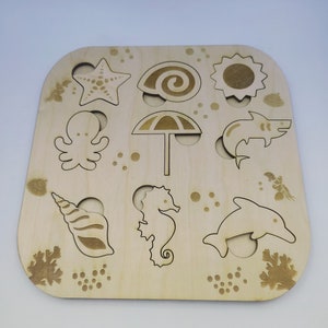 Sea puzzle - svg laser cut file