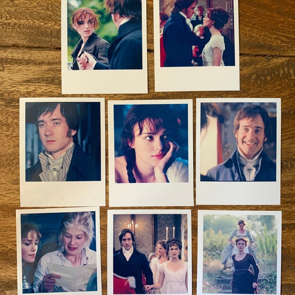 Pride and Prejudice polaroid style - Pack 8 photographs - Darcy and Lizzie - Pemberley - Bingley - Jane - Austen - room decoration