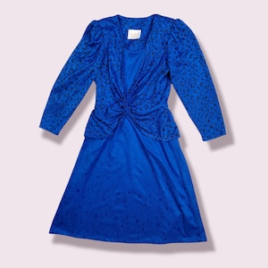 Vintage 80s blue midi dress Miss Mary of Sweden