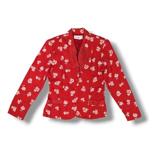 Vintage Christina James New York red floral blazer size US 8 fits UK 10