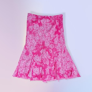 Beautiful y2k pink midi skirt floral rose pattern size 16