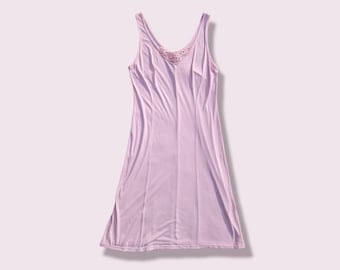 Pink slip nightdress with lace insert in neckline  Size EU42 fits like an L