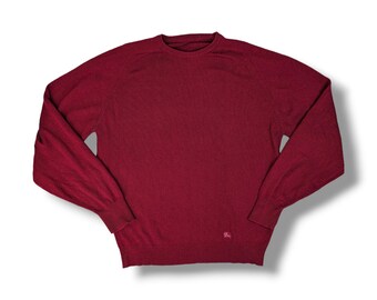 pull en maille bordeaux vintage 100 % laine