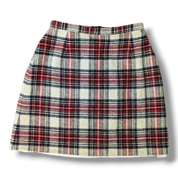 Vintage 90s St Michael Marks and Spencer preppy plaid mini skirt size uk 10 / light academia retro tartan check colourful school kidcore