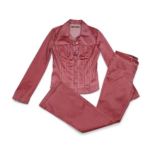 Blue Gas Jeans Red Western Matching Set Jacket Size M and Trousers Waist 29