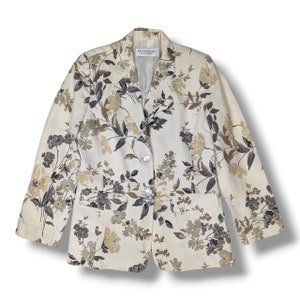 Vintage Artigiano cream floral linen blazer 100% linen size 14 chic / classy