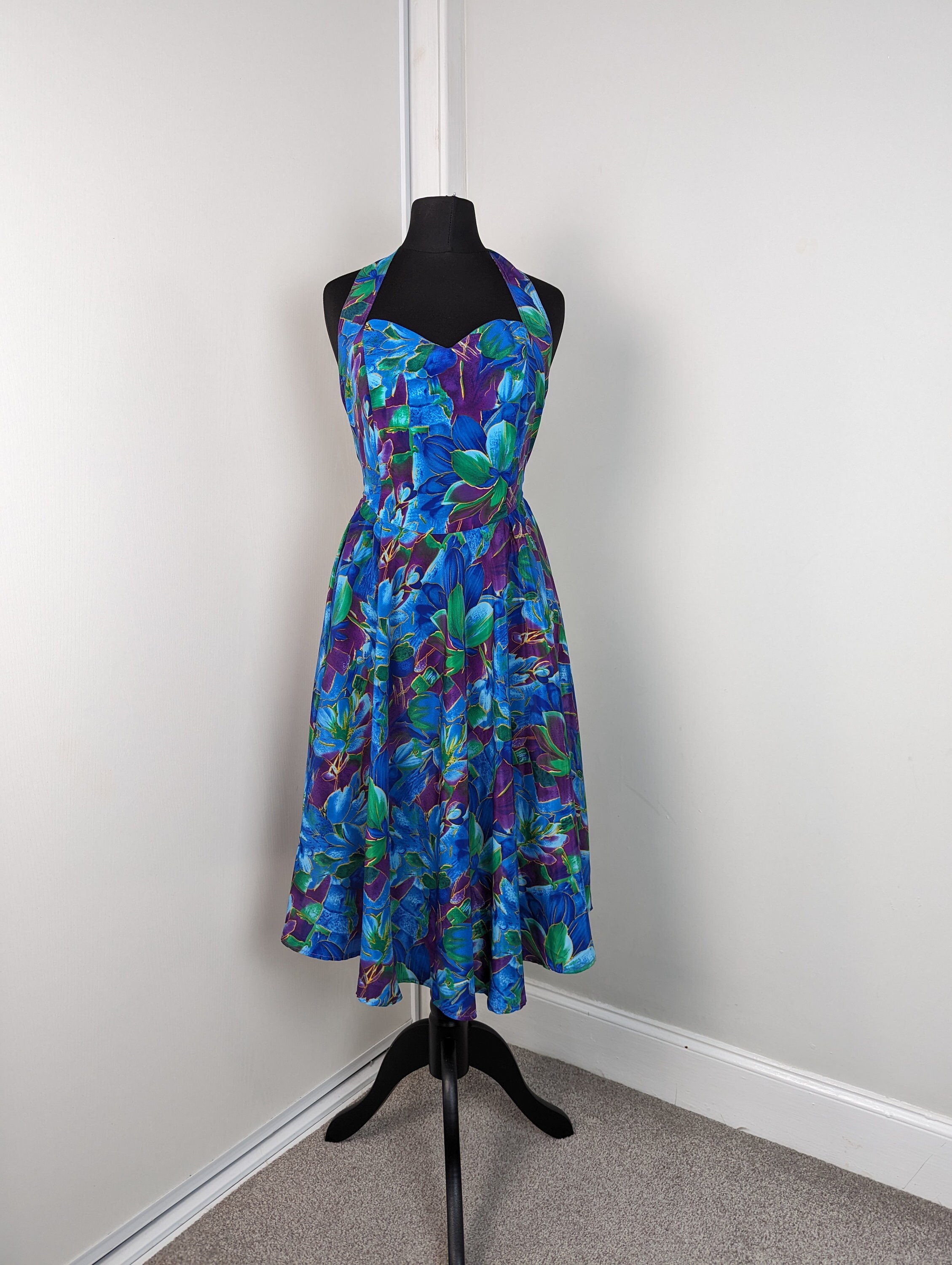 Short Summer Skater Lilac Floral Pattern Dress One Size