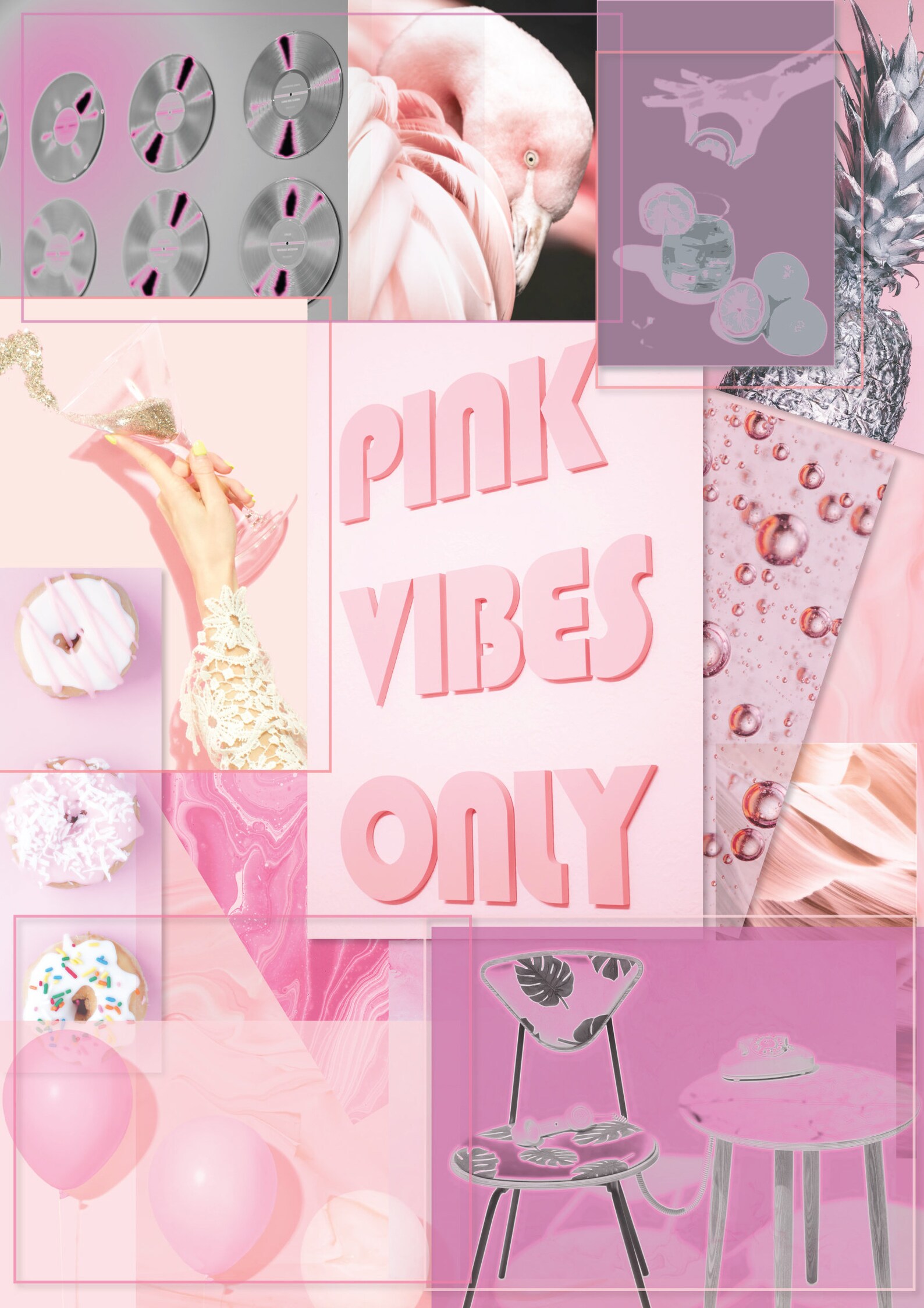 Pink Vibes Only Photo Collage Good Vibes Lounge Living Etsy