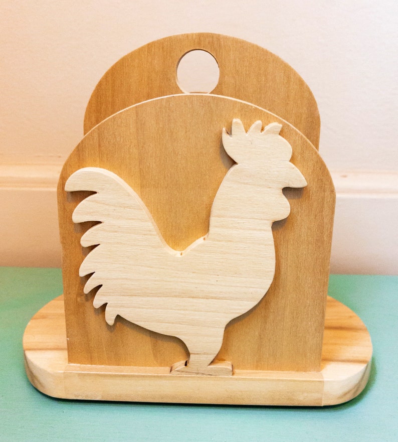 Wood Napkin Holder Rooster Etsy