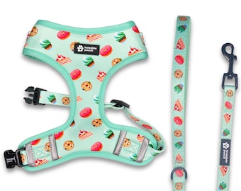 Sweet Treats Dog Harness and Leash Set: Adjustable, Reflective