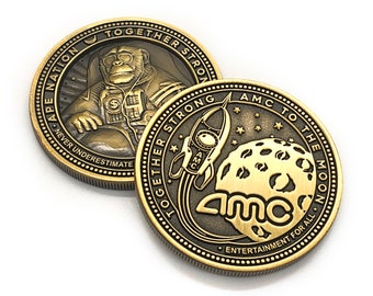 AMC Challenge Coin - Ape Nation, To The Moon, Together Strong, Diamond Hands, Short Squeeze