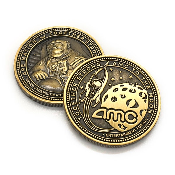 AMC Challenge Coin - Ape Nation, To The Moon, Together Strong, Diamond Hands, Short Squeeze