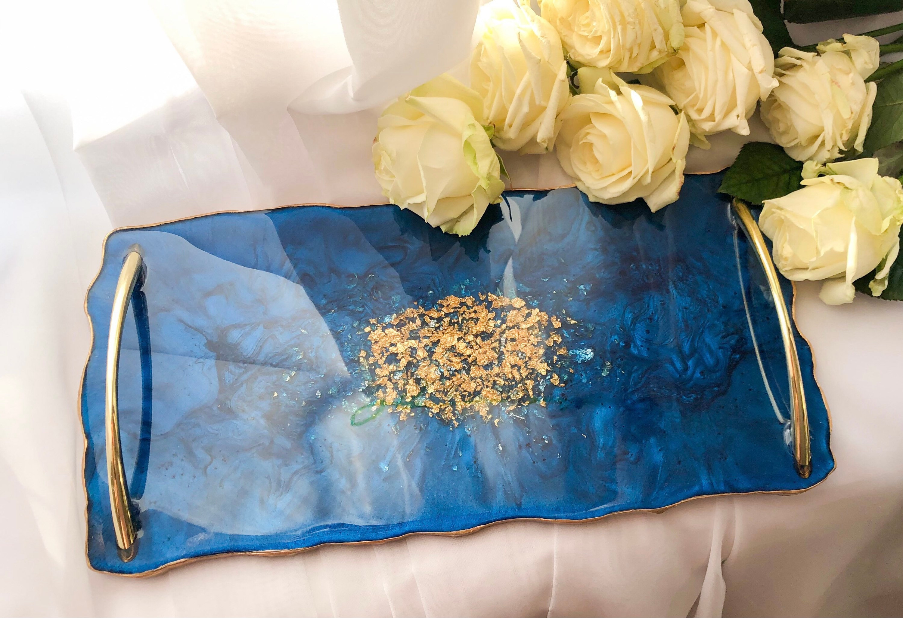 Glam resin perfume tray set with handles Etsy