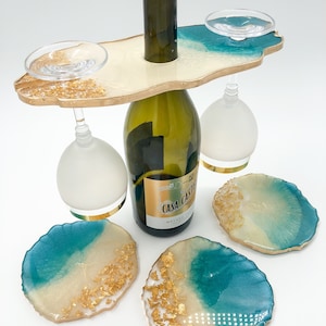 Wine Glass Holder, Resin Wine Butler and Coaster Set