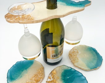 Wine Glass Holder, Resin Wine Butler and Coaster Set