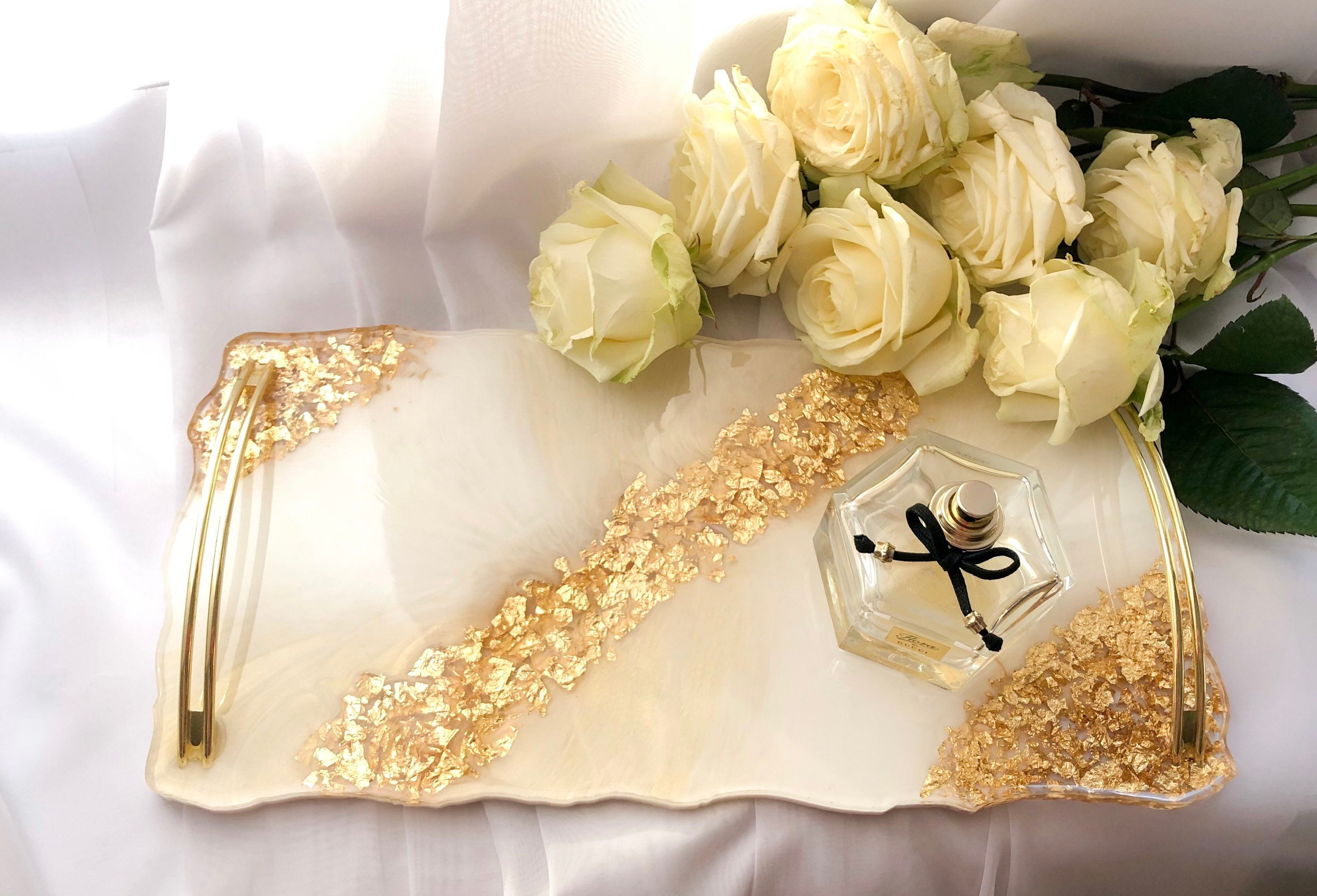 Glam resin perfume tray set with handles Etsy