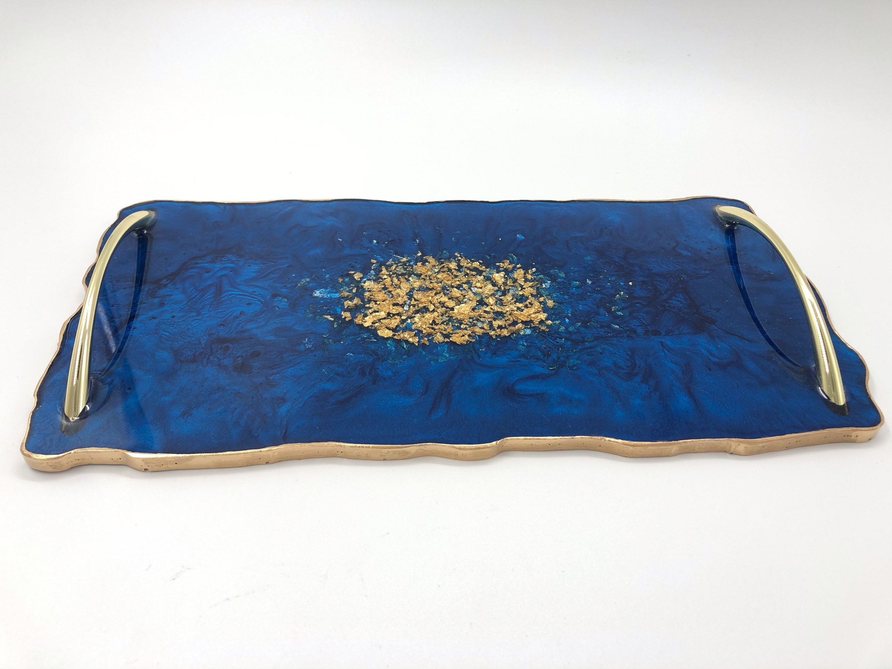 Luxury dark blue serving resin tray navy blue decorative Etsy