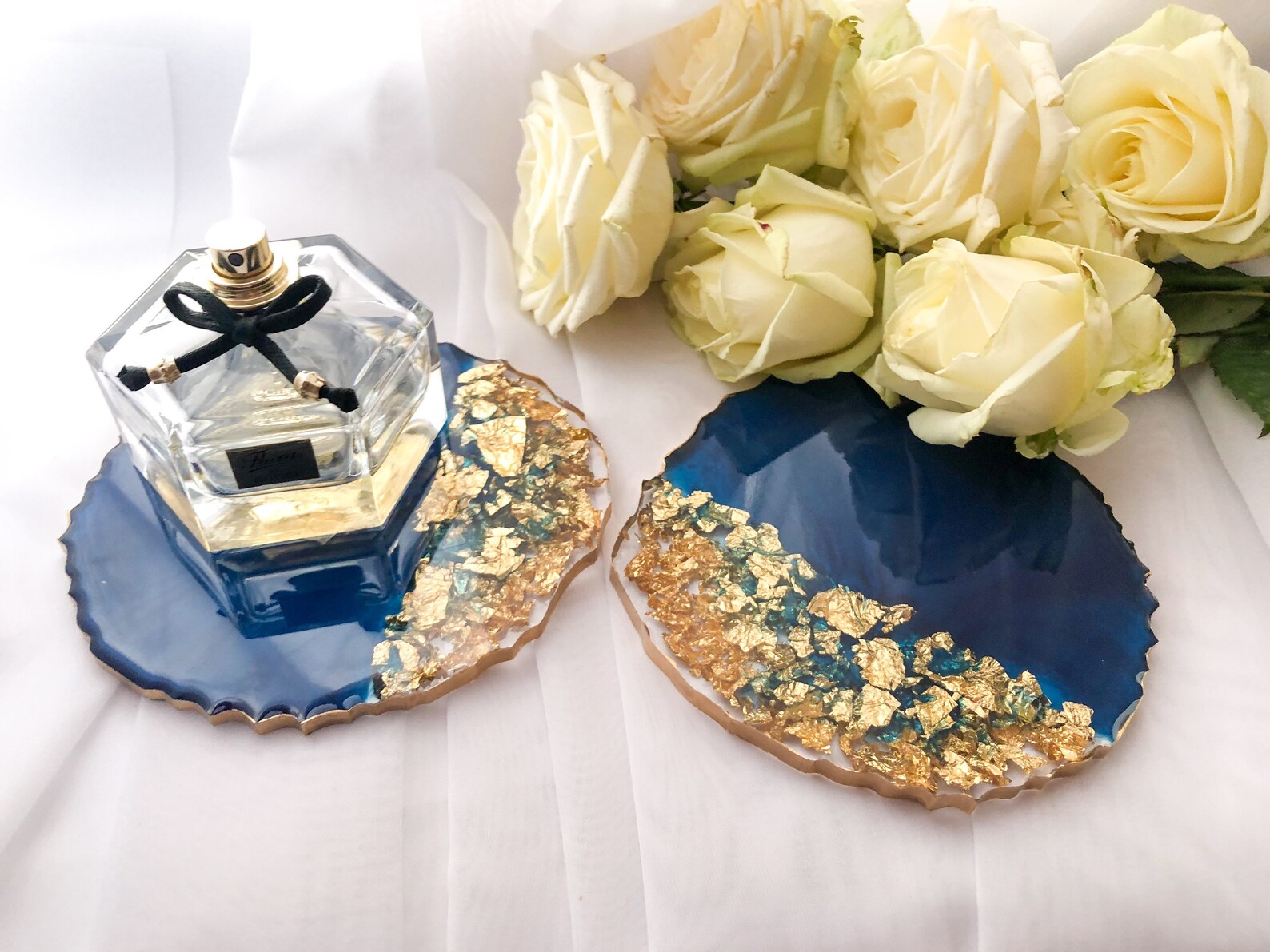 Glam resin perfume tray set with handles Etsy