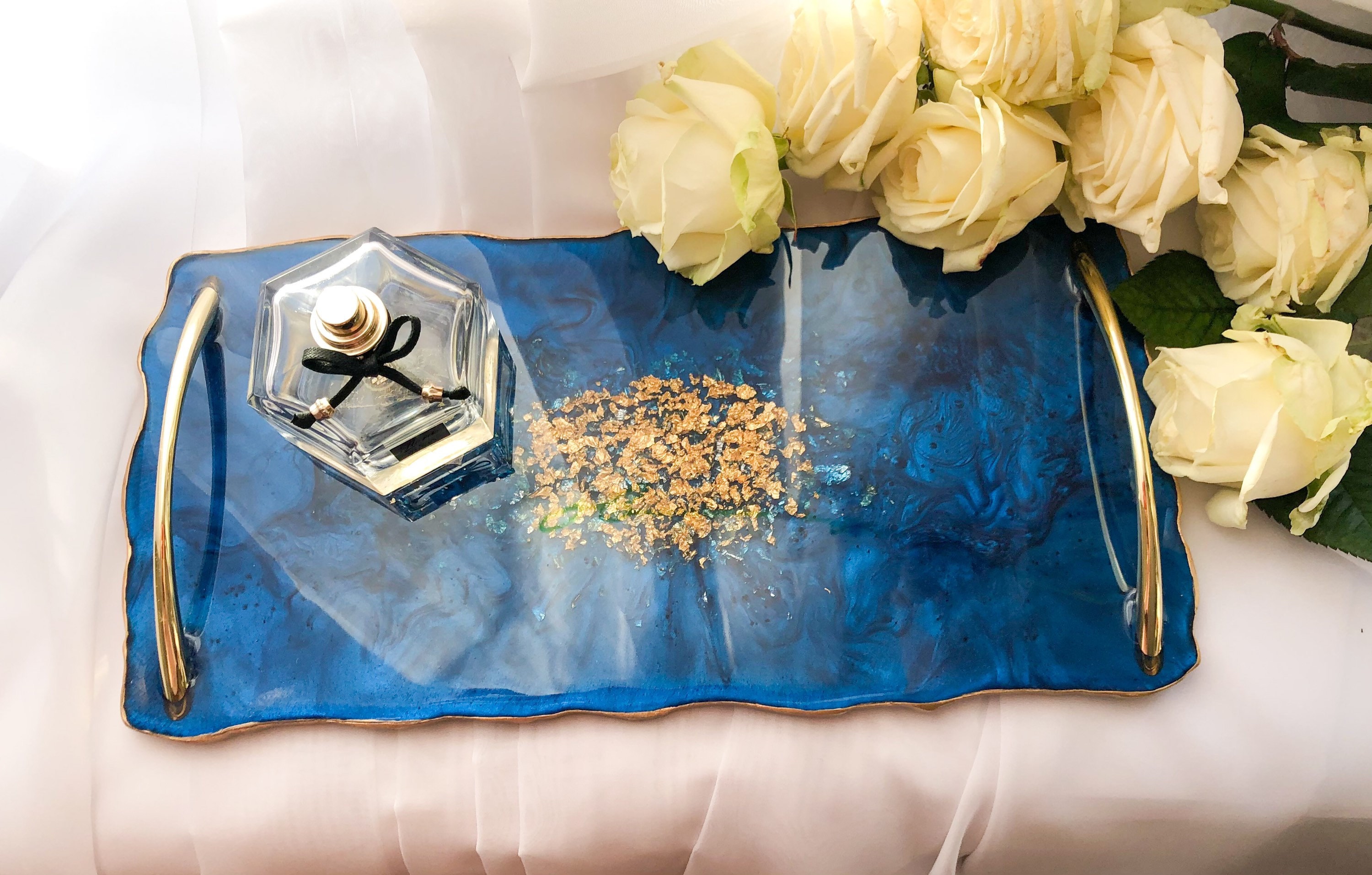 Glam resin perfume tray set with handles Etsy
