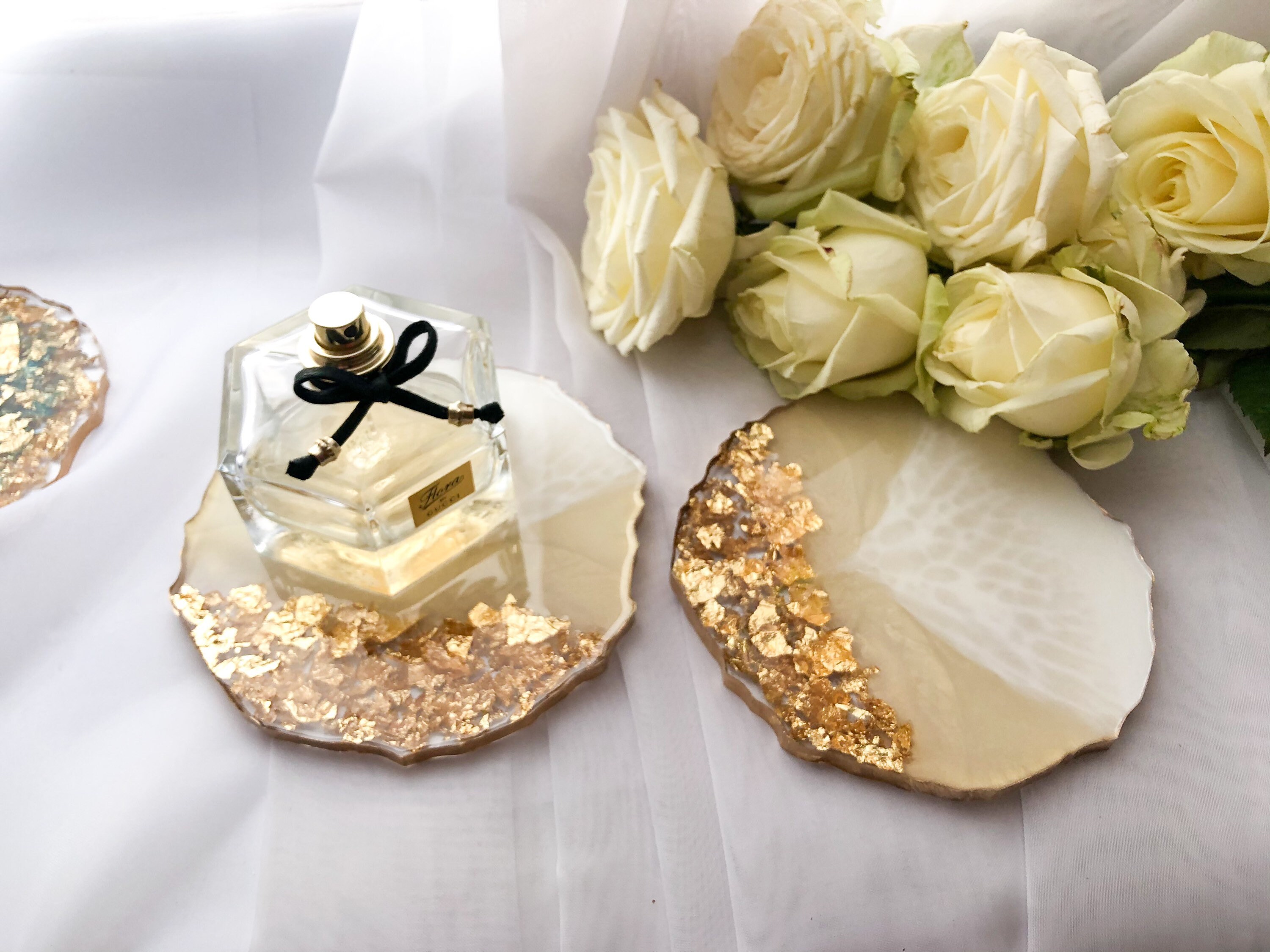 Glam resin perfume tray set with handles Etsy