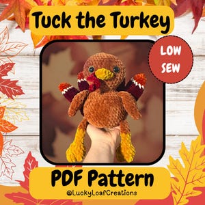 Tuck the Turkey Crochet PDF Pattern, Instant Digital Download, PDF Pattern, Low-Sew Crochet Turkey Pattern,Crochet Fall Thanksgiving Pattern