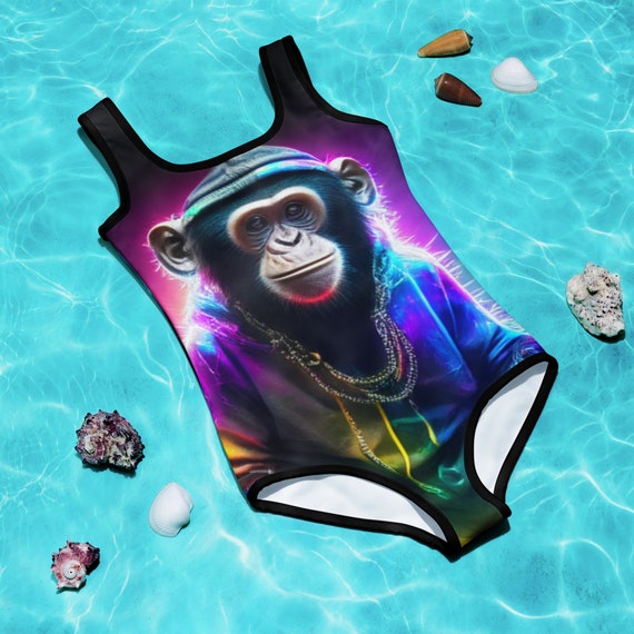 Rainbow Monkey Kids One Piece Swimsuit