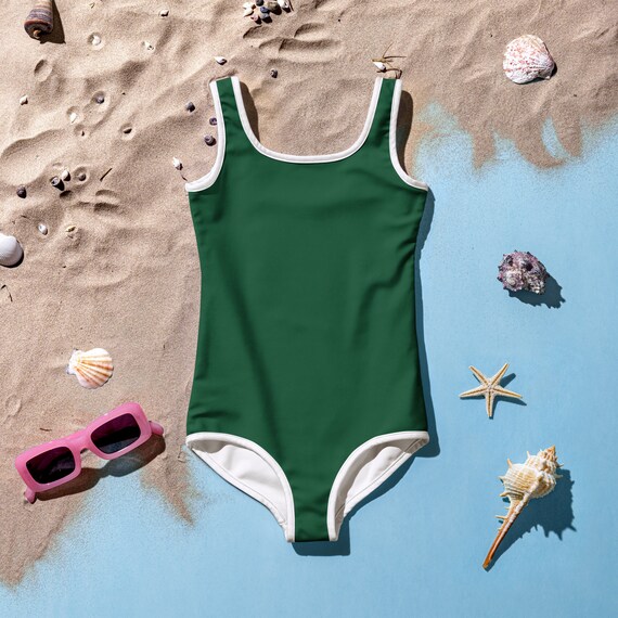 Deep Green Kids One Piece Swimsuit