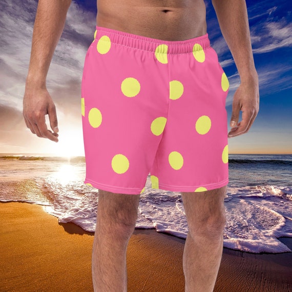 Brilliant Rose Pink &  Dolly Yellow Men's swim trunks