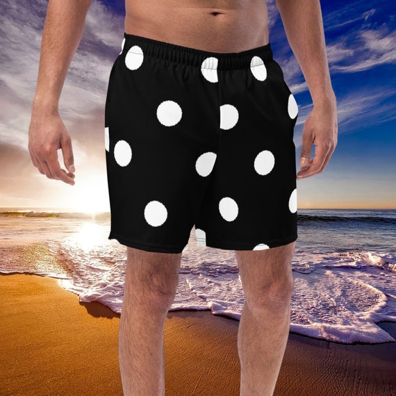 Black & White Polka Dot Men's swim trunks