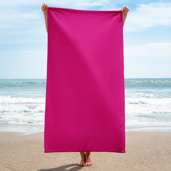 Bright Pink Beach Towel, Vibrant Color Pool Towel, Soft Premium Quality Bath Towel,  30 x 60