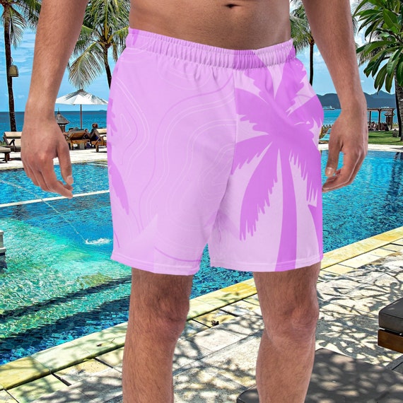 Light Lavender Adult Men's Swim Trunk Shorts, Beachwear for Man