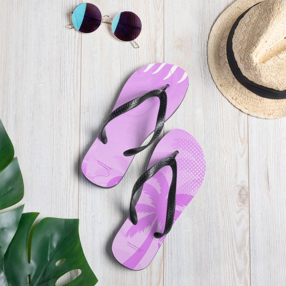 Light Lavender Palm Tree Adult Flip Flop Shoes