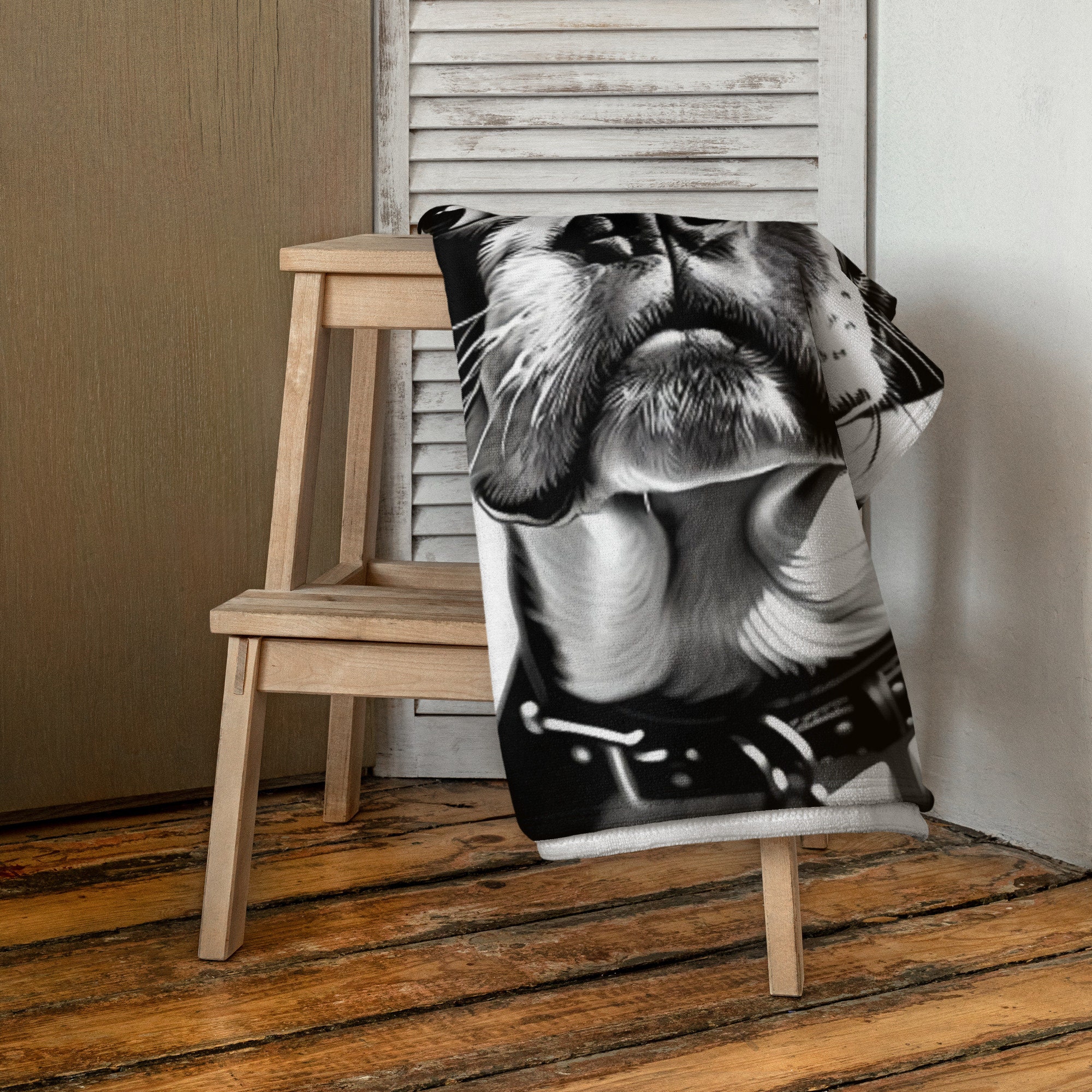 Black Boston Terrier Beach Towel, Soft Dog Print Towel, Cute Pet Lover ...