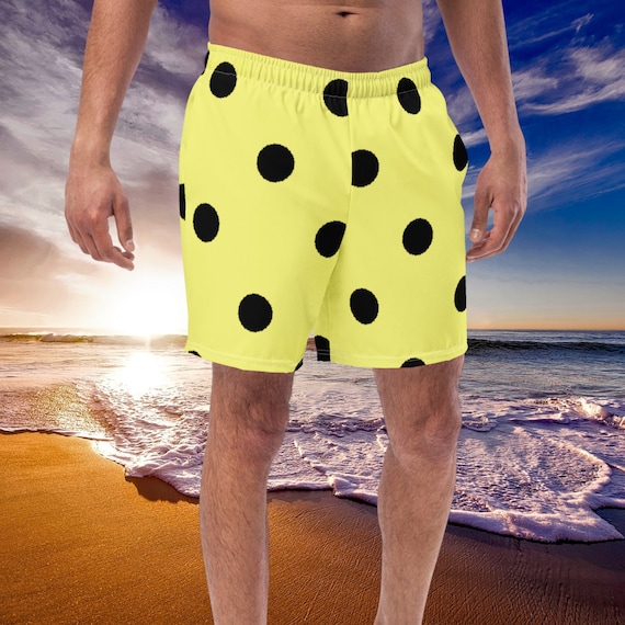 Dolly Yellow & Black Polka Dot Men's swim trunks