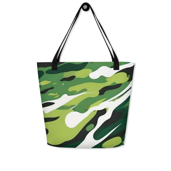 Deep Green Camouflage Large Tote Bag