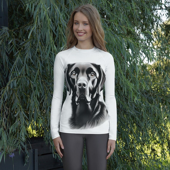 White Labrador Retriever Women's Long Sleeve Rash Guard Swim Top, Mix and Match Women's Swimsuits