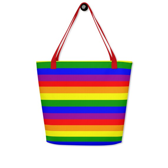 Rainbow Stripes Large Tote Bag