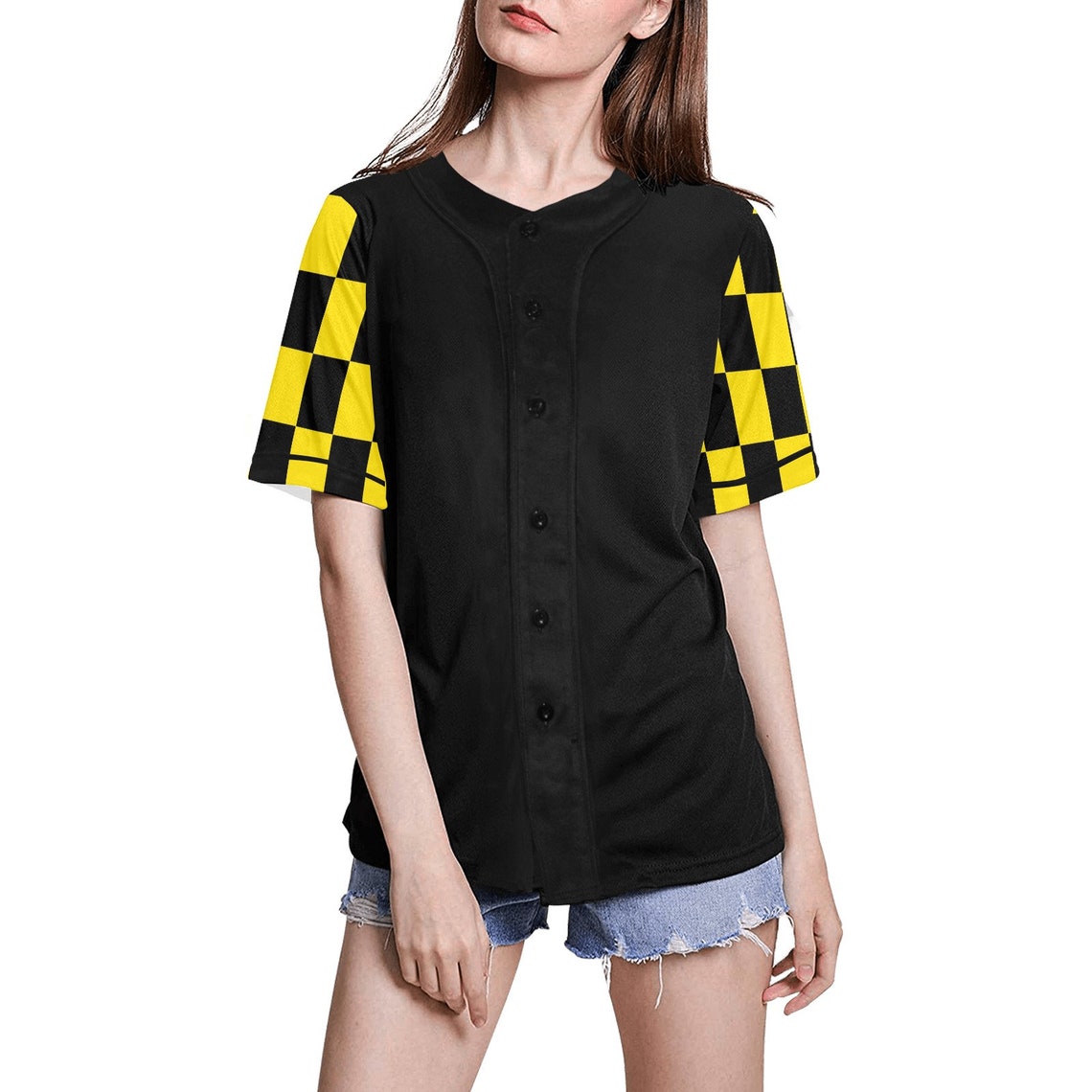 Black and Yellow Short Sleeve Sleeves Women's Baseball | Etsy
