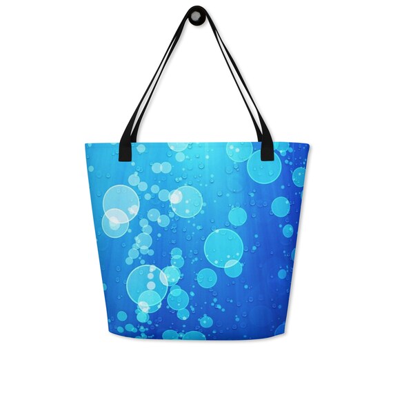 Blue Water Bubbles Large Tote Bag