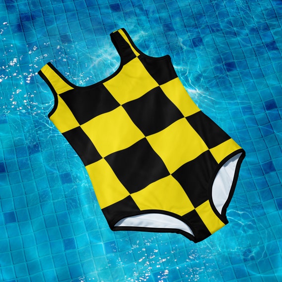 Black and Yellow Checker Youth Swimsuit