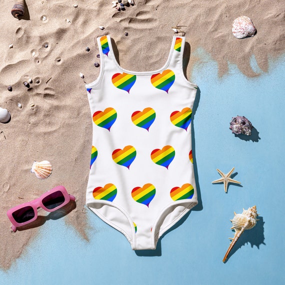 Rainbow Hearts One Piece Toddler Swimsuit