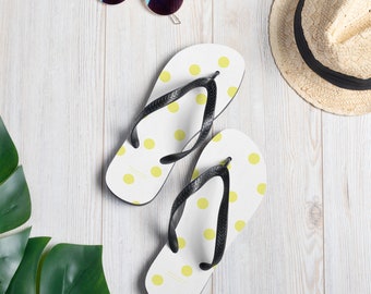 Weiß mit Dolly Yellow Polka Dots Erwachsenen-Flip-Flop-Schuhen